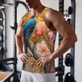 thumbnail image 5 of Logiee Bluebird Blossom Elegance Print Men's Workout Tank Top,Quick Dry Workout Tank Top,Gym Muscle Tee,Fitness Bodybuilding Sleeveless T Shirt-3X-Large, 5 of 7