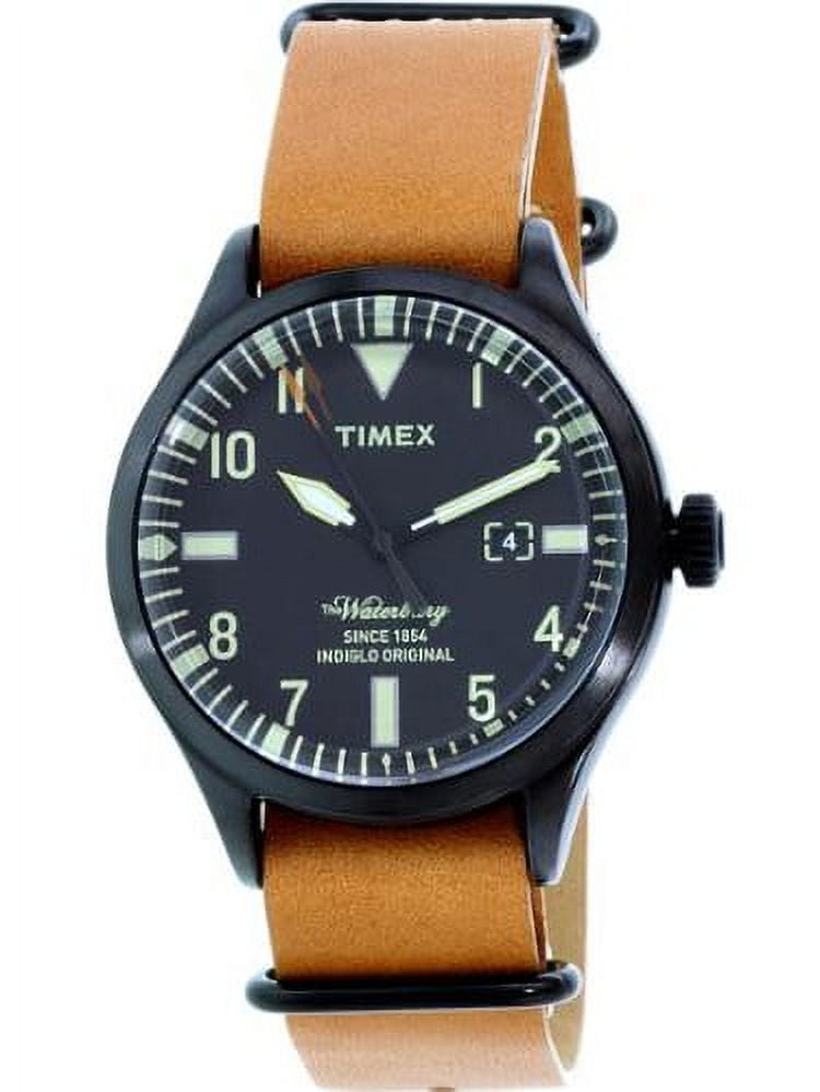 Timex Originals Waterbury Chronograph Black Dial Brown Leather Stainless Steel Indiglo Light Mens Watch TW2P64800 Walmart