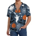 thumbnail image 1 of Balery Halloween Camisa Casual de Manga Corta con Botones para Hombre, Texturizada, Estilo Cubano, para Playa, Verano-Large, 1 of 5