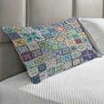 thumbnail image 2 of Moroccan Quilted Pillowcover, Floral Patchwork Design Mediterranean Symbolic Artisan Work, Standard King Size Accent Pillow Cover for Bedroom, 36" x 20", Multicolor, by Ambesonne, 2 of 2