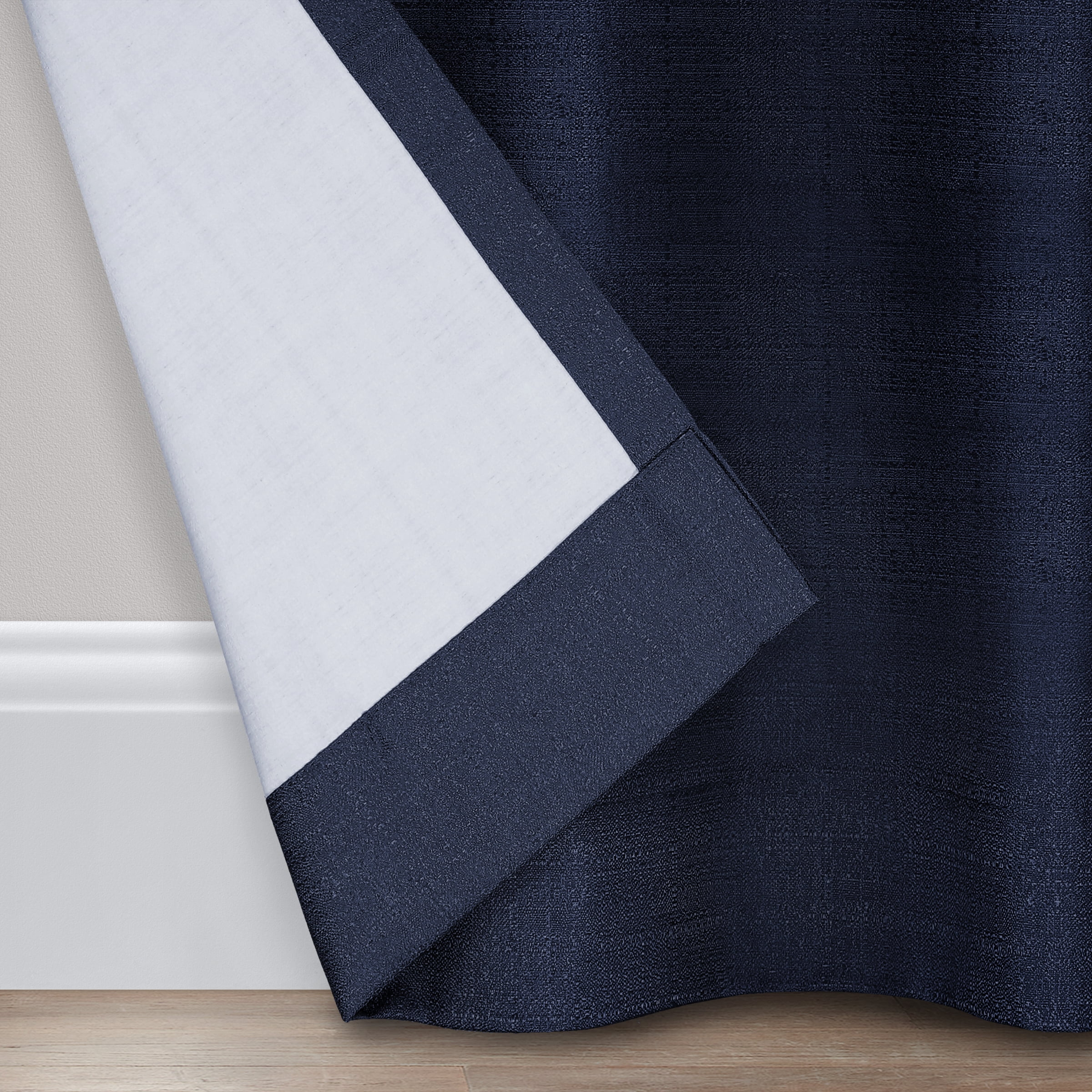 (2 pack) Eclipse Samara Solid Blackout Curtains, Single Curtain Panel, 84 Inch Long Blackout Curtains, 42" W x 84" L, Indigo