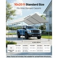 thumbnail image 2 of VEVOR Carport Replacement Canopy, 10 x 20 ft Potable Garage Tent Top Tarp, UV-Resistant & Waterproof Car Shelter Tarp, Heavy Duty Car Port Cover with Ball Buggees, Grey, Frame Not Included, 2 of 9