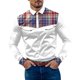 thumbnail image 1 of Camisas s Para Hombre Slim Fit Camisa de manga larga con botón de solapa y bloque de color a cuadros informal a la para hombre (White, L), 1 of 5