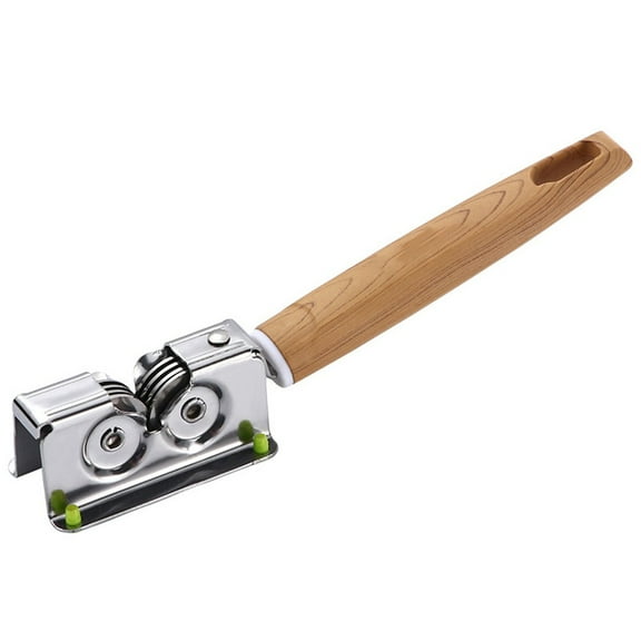 Professional Handheld Knife Sharpener With Steel Wheel Discs & Bubinga Wood Handle For Kitchen Pocket & Fixed Blades - Silver