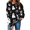 thumbnail image 5 of HomeDM Halloween Women's Long Sleeve Sweatshirt Crew Neck Graphic Pullover Tops Holiday Outfits, 5 of 6