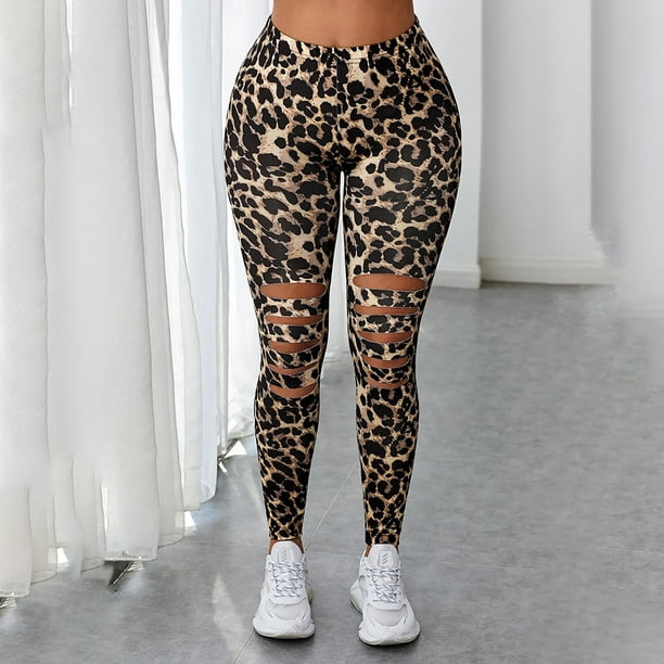 Spring Fashion Women High Waist Casual Pants Fashion Slim Leopard