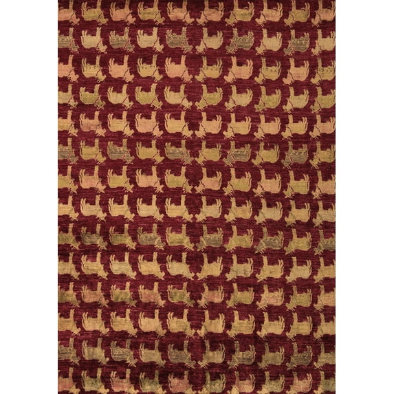 Ahgly Company Indoor Rectangle Abstract Brown Modern Area Rugs, 2' x 5'