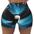 thumbnail image 2 of Picia Night Sky Forest Bald Eagle Printed Workout Shorts for Women Seamless Scrunch Butt Lifting High Waisted Yoga Gym Booty Running Moisture-wicking Short Pants-Medium, 2 of 9