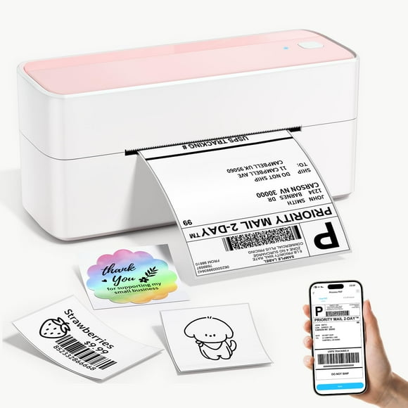 ASprink Bluetooth Thermal Label Printer - 241BT Wireless Shipping Label Printers for Small Business & Packages, Pink Thermal Label Printer Shipping Label Maker, Compatib