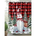 thumbnail image 2 of Christmas Gnomes Shower Curtain Set, Waterproof Shower Curtains for Bathroom, Red Black Plaid Xmas Tree Snowflake Washable Fabric Cloth Bath Curtain for Bathtub Decoration with Hooks 72x78 Inches, 2 of 6