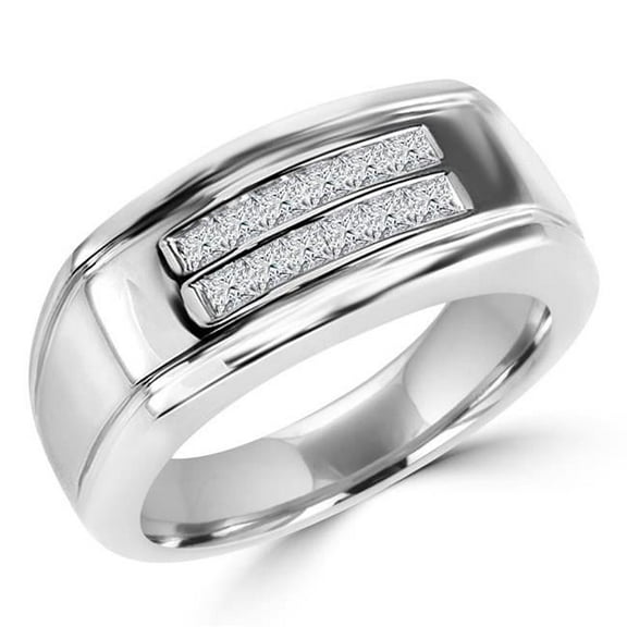 0.5 CTW Mens Princess Cut Diamond Wedding Band Ring in 14K