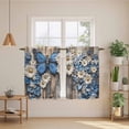 thumbnail image 3 of Blue White Daisy Kitchen Curtains, Vintage Pastoral Butterfly Rustic Wood Light Filtering Window Curtain Panels, 2Pcs Rod Pocket Window Treatments Set for RV Dining Room Study Room 42x45 Inches, 3 of 9
