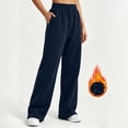 thumbnail image 6 of Women's Autumn Winter Solid Sweatpants Slit Long Trousers with Pockets, Comfortable Casual Bottoms, 6 of 8