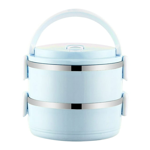 Btomtd Portable Lunch Box Circular Fresh-keeping Box Stainless Steel Insulated Student Office Worker Lunch Box Bento Boxes, Blue