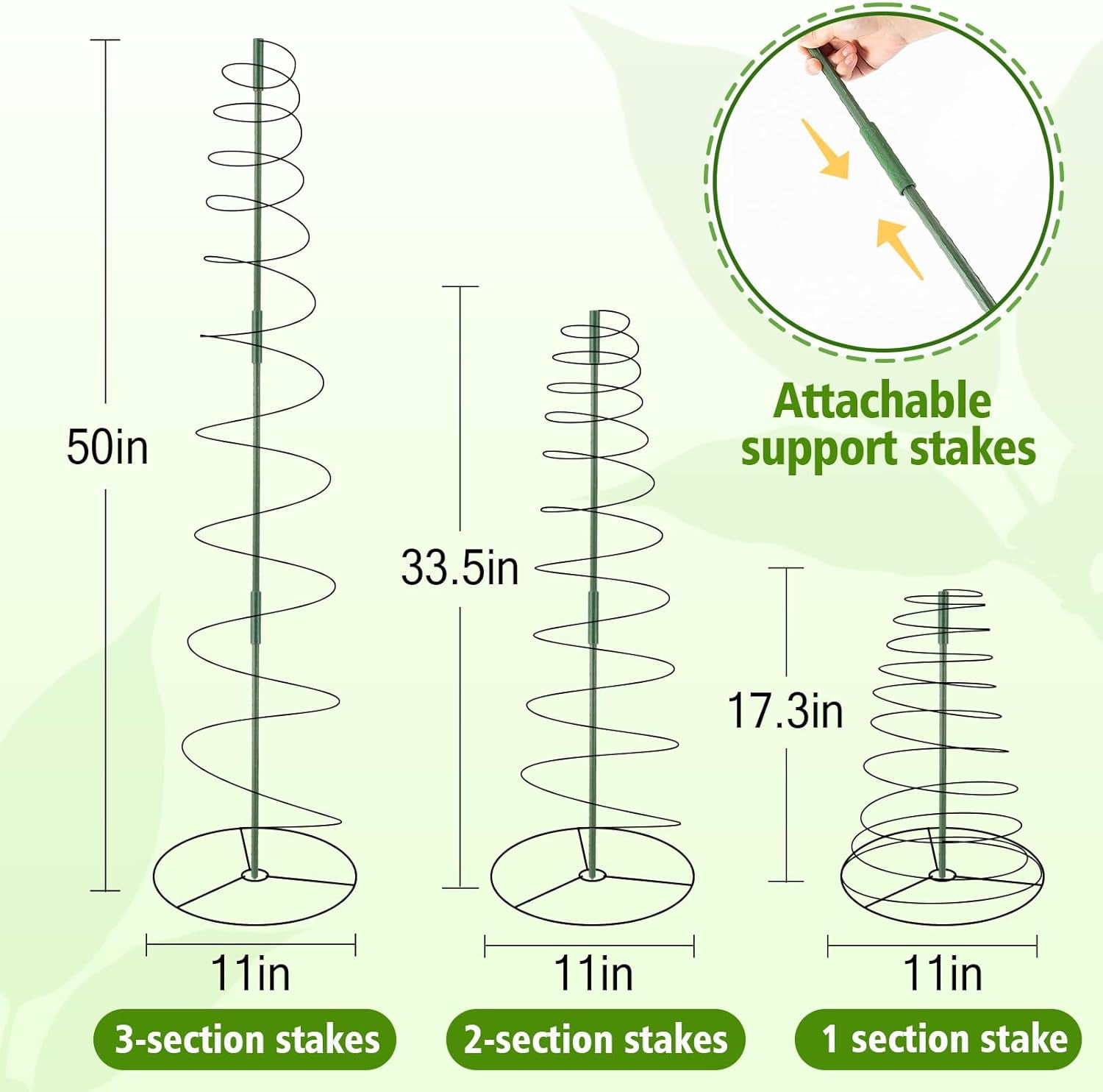 2-Pack Pea & Green Bean Trellis for Garden, 53.6" Stretchable Sugar Snap Tower, Rust-Proof Metal Climbing Plant Support Cage for Cucumber & Vines