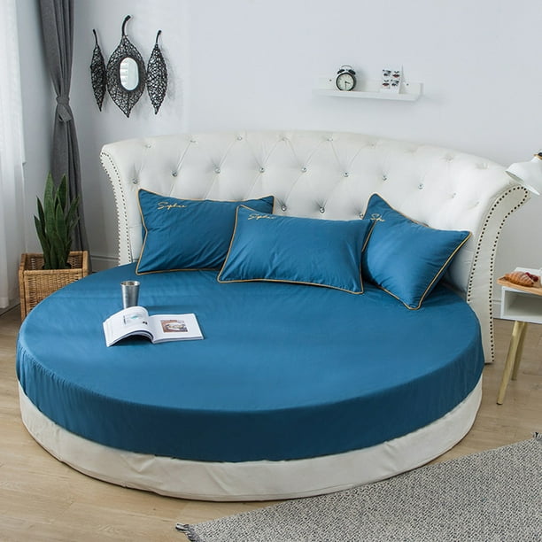 Tongliya 100 cotton round bed fitted sheet single piece pure cotton round bed fitted sheet diameter 220cm lake blue Walmart