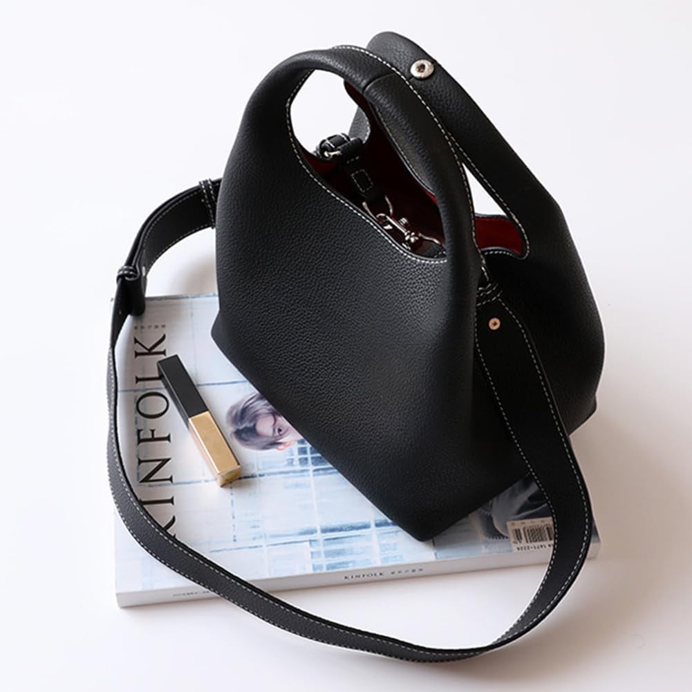 Municipal Small Genuine Leather Crossbody Bags Hobo Purse for Women Shoulder Bucket Bag Luxury Designer Handbag Satchels