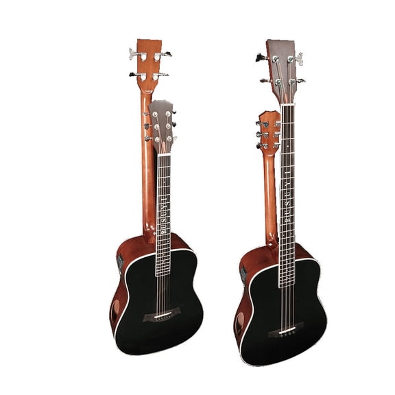 Busuyi Acoustic Electric Guitar 4 String Bass 6 String Lead Acoustic, Travel Acoustic Guitar with Classical Metal Heel 41 inch Bass Guitar, 39inch Acoustic, Double Neck Guitar (BlackBrown)  All Levels