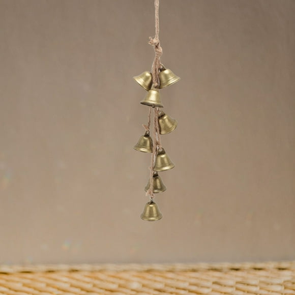 Vintage Metal Witch Bells Hanging String of 8 for Rustic Home Decor, Christmas Tree and Holiday Decorations with Inner Peace Feeling, Witch Role Playing Games