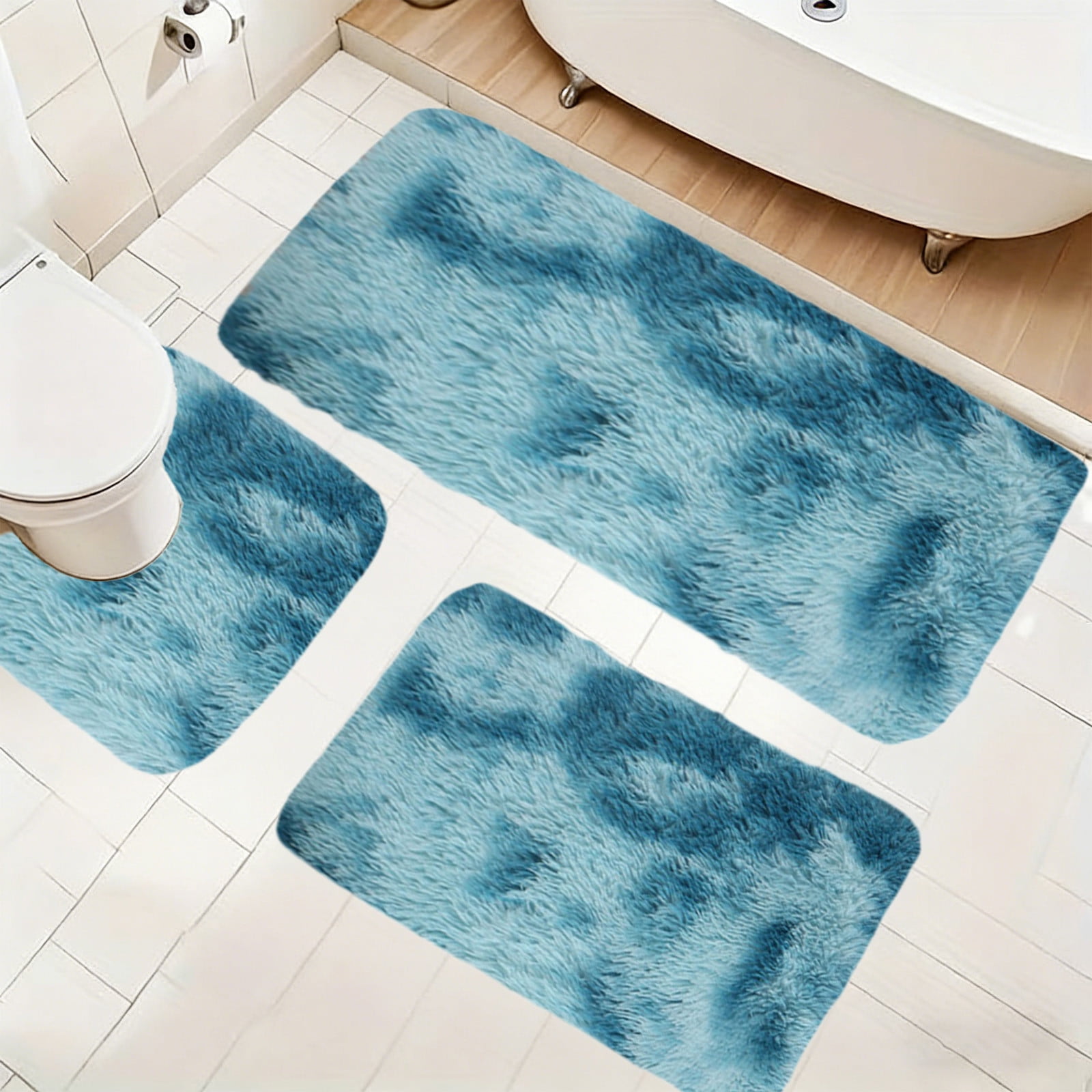 Mixed Color Bath Mats Set, 3-Piece Non-Slip Bathroom Rug Set, Soft Water Absorbent Velvet Fleece, Comfortable for Feet, Machine Washable, Easy to Dry, Perfect for Bathroom, Toilet