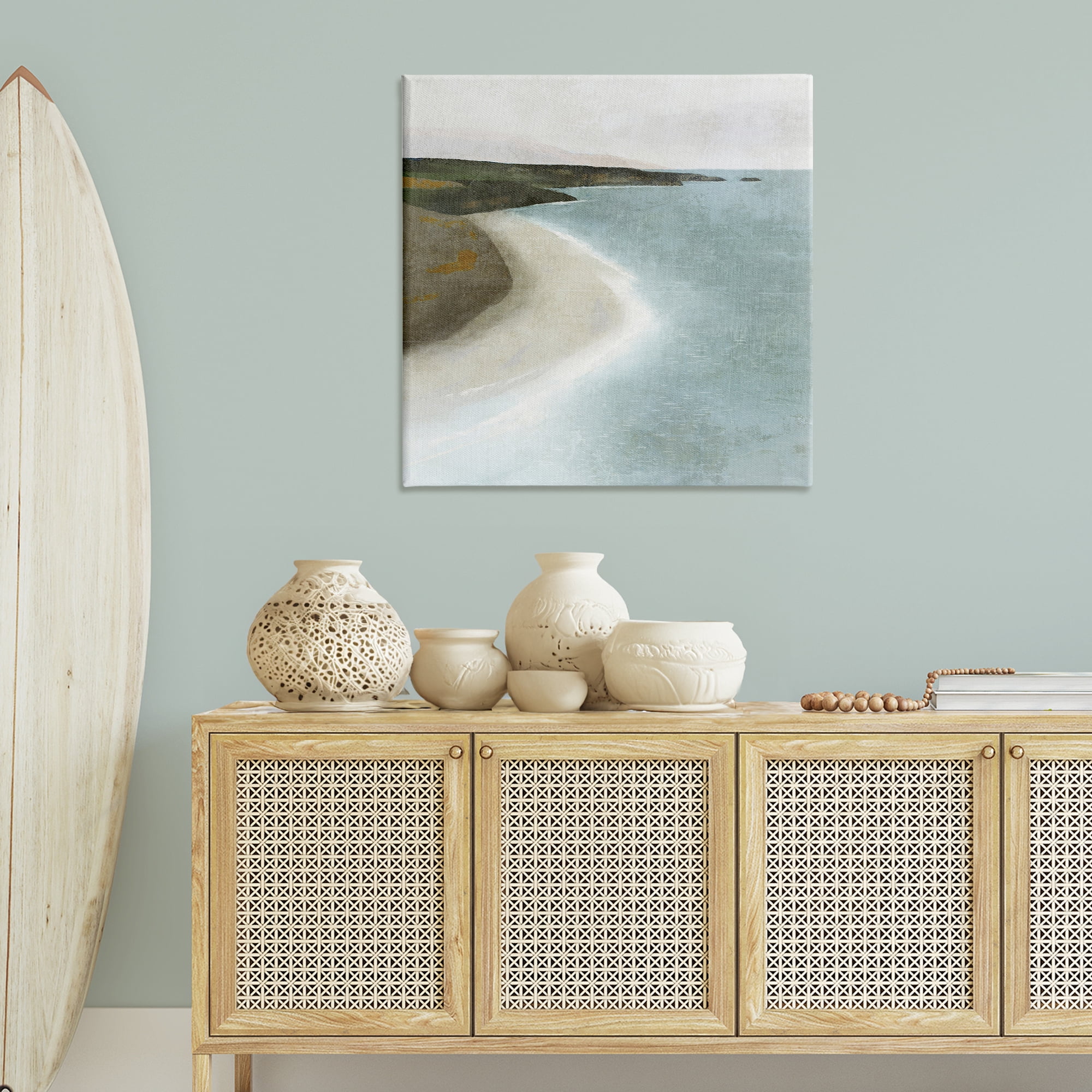 Stupell Industries Simple Serene Coastline Landscape Painting Gallery Wrapped Canvas Art Print Wall Art, 36 x 36