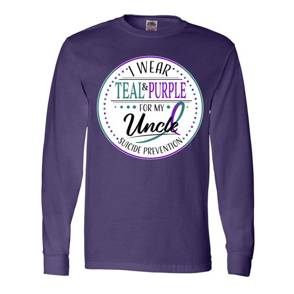 Inktastic Suicide Prevention- I Wear Teal and Purple for My Uncle Long Sleeve T-Shirt