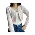 thumbnail image 2 of SAYOO Women's Crochet Cardigan, Checkerboard Plaid Pattern Single-breasted V-neck Short Sweater, S/M/L, 2 of 5