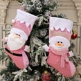 thumbnail image 5 of ievspot Christmas Pink Stocking Santa Claus Snowman White Top Reusable Xmas Tree Hanging Gift Bag Hanging Sock Pendant Party Decoration Supplies, 5 of 8