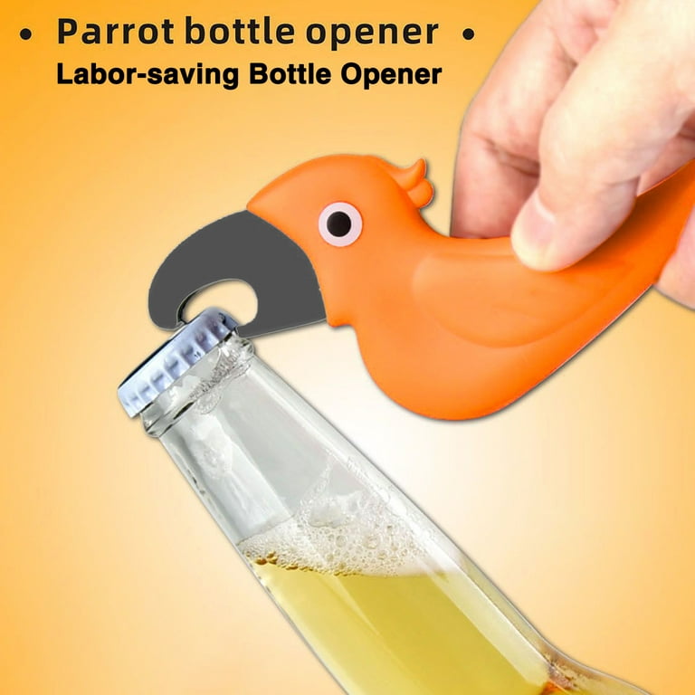 Honrane Bottle Opener Multifunctional Parrot Press Beer Opener Ergonomic  Design with Magnetic Lid Opener Comfortable Grip Durable Stainless Steel  for