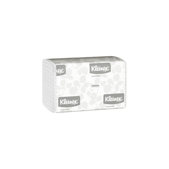 Kleenex C Fold Paper Towels (01500), Absorbent, White, 16 Packs / Case, 150 C-Fold Towels / Pack, 2,400 Towels / Case