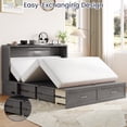 thumbnail image 5 of ‌ijuicy Murphy Bed with Charging Station, Queen Size Solid Wood Cabinet Bed, Cube Chest Bed for Guest Room/ Office/Apartment-Gray, 5 of 10