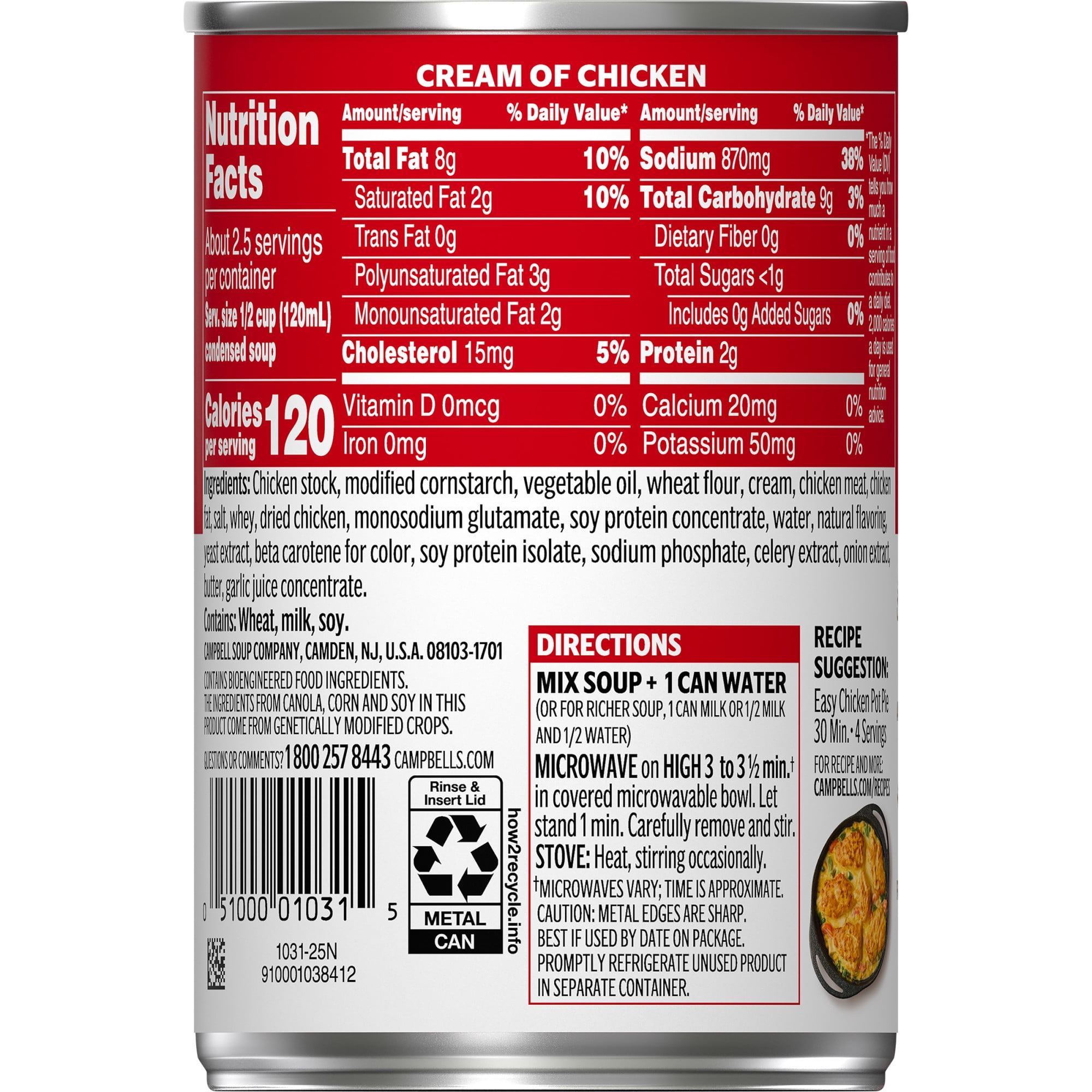 (48 pack) Campbell's Condensed Cream of Chicken Soup, 10.5 oz Can