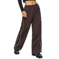 thumbnail image 4 of Women Y2k Cargo Pants Elastic Waist Wide Leg Baggy Joggers Hip Hop Trousers Streetwear, 4 of 6