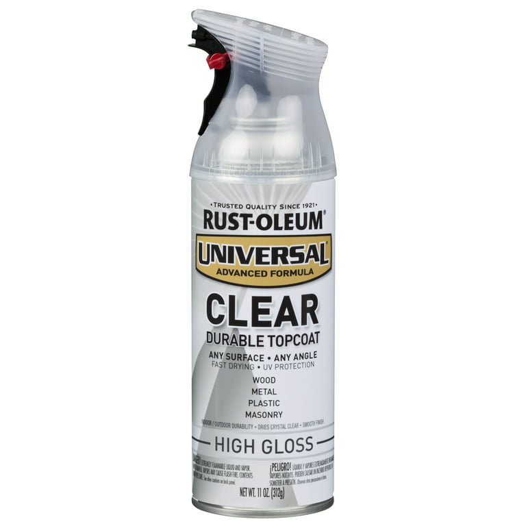 Clear, Rust-Oleum Universal All Surface Interior/Exterior High Gloss Spray  Paint-302110, 11 oz, 6 Pack 