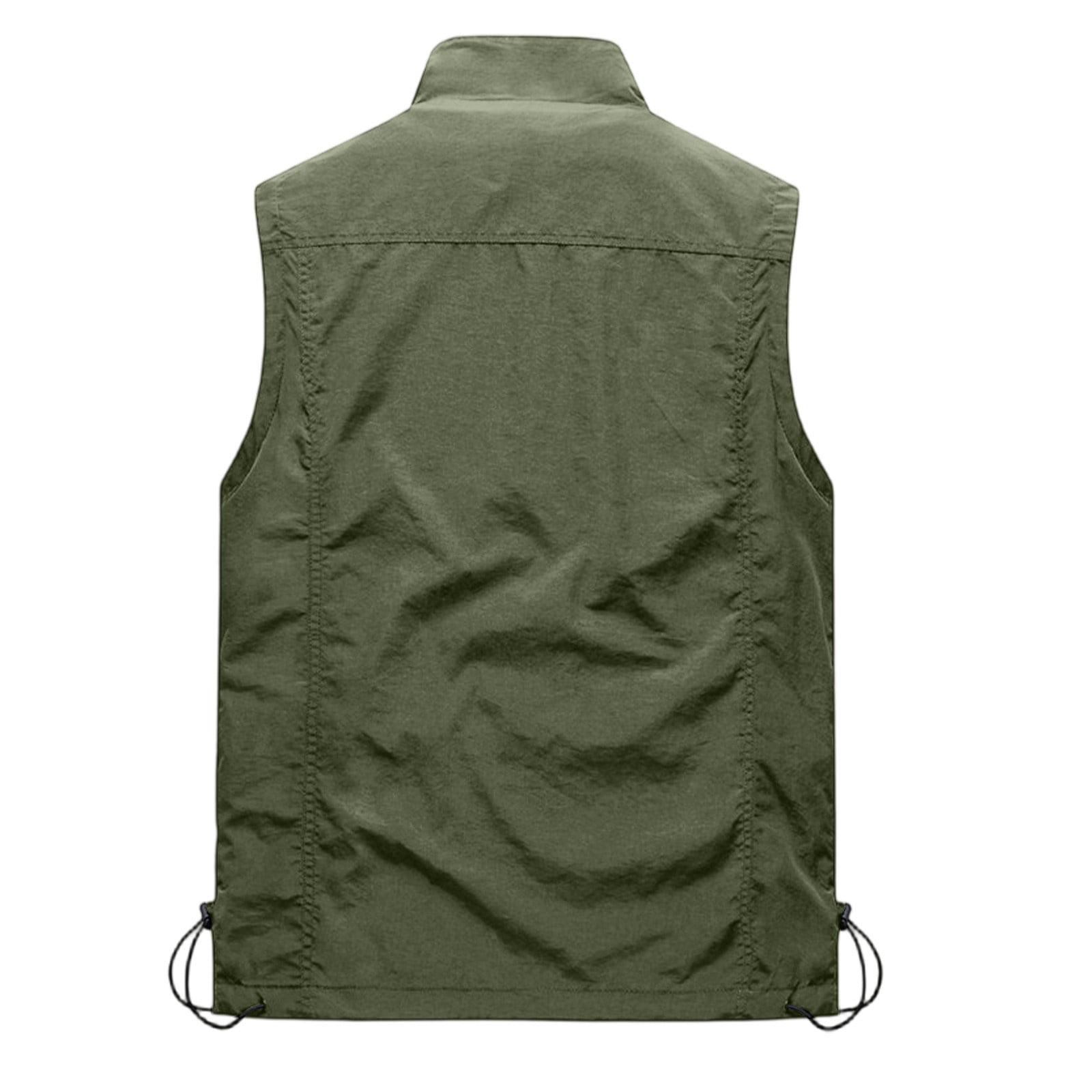 Men's Lightweight Windproof Golf Vest - Softshell Sleeveless Sports Jacket with Zipper Pockets, Breathable Outdoor Utility Vest for Running, Hiking, Fishing & Traveling (Army Green, XL)