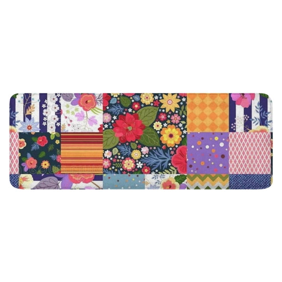 Pioneer Flower Floral Print Pattern Kitchen Rug Mat,Kitchen Runner Rugs Non Skid Washable,Decorative Kitchen Floor Mats for Kitchen,Sink,Laundry,17"x47.2"