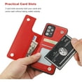 thumbnail image 3 of REQO Compatible with Samsung Galaxy A52 Wallet Case with Card Holder, PU Leather Kickstand Card Slots Case, Double Magnetic Clasp and Durable Shockproof Cover 5G 6.5 Inch(Red), 3 of 5