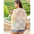 thumbnail image 2 of Cogild Women’s Plus Size Floral Crochet Top Hollow Out Crew Neck Dolman Sleeve Loose Knit Cover up & Casual Shirt L–4XL, 2 of 7