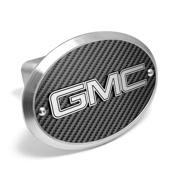 GMC 3D Logo on Carbon Fiber Look Oval Billet Aluminum 2 inch Tow Hitch Cover