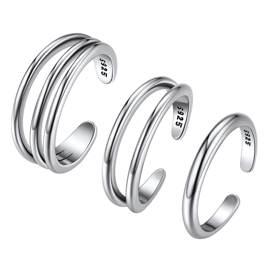 ChicSilver 925 Sterling Silver Minimalist Toe Ring Sets Simple Open