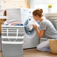 thumbnail image 4 of OUSITAID 3Pcs Laundry Basket with Handle 75L Canvas Laundry Hamper Foldable Laundry Washing Bin Waterproof Laundry Basket Hamper Multifunctional Clothes Storage Hamper for Laundry Bathroo, 4 of 9