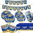 thumbnail image 4 of 2026 Graduation Party Decorations, Congrats Grad Blue Gold Full Tableware Kit for Graduation Celebration (L), 4 of 5