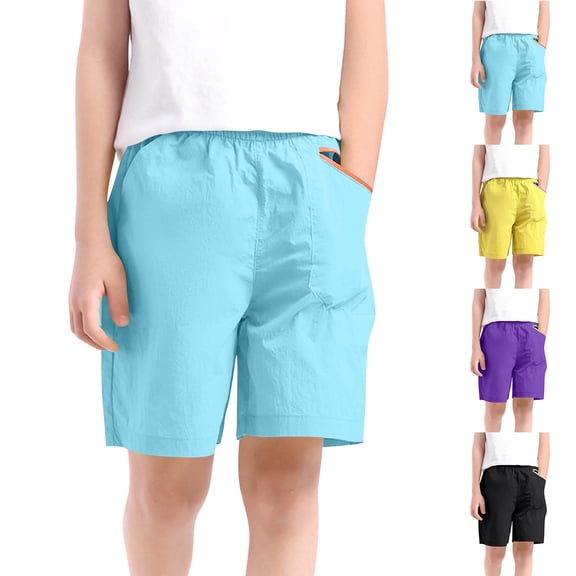 Miluxas Boy's Gym Shorts Sports Workout Running Casual Training Short with Pockets Yellow 14-15 Years