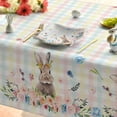 thumbnail image 5 of Easter Tablecloth 60×120 Inch Rectangular, Colorful Spring Flower Buffalo Plaid Bunny Washable Table Cover for Party Picnic Dinner Decor, 5 of 5