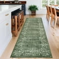 thumbnail image 3 of GlowSol 2'x6' Hallway Runner Rug Modern Floral Border Runners Rug Low Pile Non Slip Bedroom Rug Soft Accent Runner Rugs for Kitchen Laundry, Green, 3 of 8