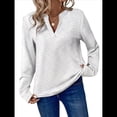 thumbnail image 2 of Blusas de Punto Gofre para Mujer, Camisas de Larga con Cuello en V, Blusas Casuales Elegantes Estilo Henley, Conjuntos de Otoño 2025 XL, 2 of 6