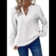 thumbnail image 2 of Blusas de Punto Gofre para Mujer, Camisas de Larga con Cuello en V, Blusas Casuales Elegantes Estilo Henley, Conjuntos de Otoño 2025 XXL, 2 of 6