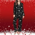 thumbnail image 4 of Lorytime Christmas Pajamas Sets Adults Snowflakes Long Sleeved Collared Tops Elastic Waist Pants Holiday Sleepwear, 4 of 7