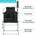 thumbnail image 5 of YEXJ 26" Tall Directors Chair Height Seat Folding with Side Table Storage Bag, Support for 300Lbs Portable Makeup Artist Chair with Bar Height Black, 5 of 10