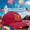 thumbnail image 2 of 2PCS 250th Anniversary USA Baseball Cap,Adjustable Retro Embroidered Hat for Men Women Gifts (Red), 2 of 6